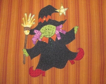 Witchy Poo PDF Applique  quilting Pattern for Tea Towel