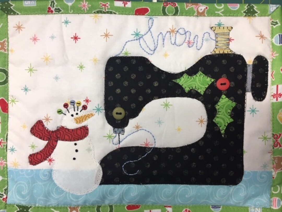 Sewing Machine Rug Pattern Snow Much to Sew Sewing Machine Mug Rug PDF Pattern From Quilt Doodle ...