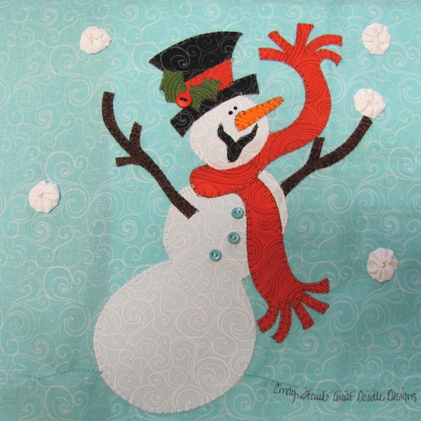 Juggling Snowman Applique PDF pattern from Quilt Doodle Designs