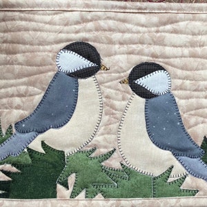 Chickadee Pair Mug Rug PDF mini quilt pattern