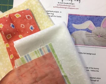 Bunny Mug Mat Fabric Kit with Pattern
