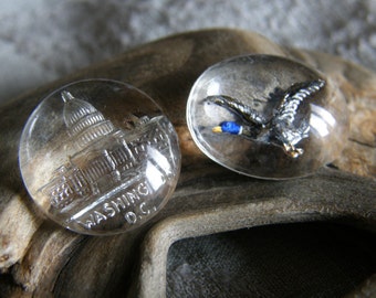 Vintage lot of four reverse intaglio crystal cabochons