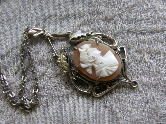 Edwardian Art Nouveau silver lavalier necklace wi… - image 4
