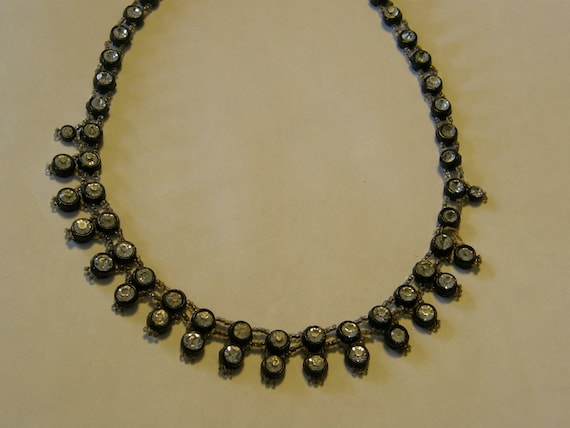 Vintage rhinestone button choker from the late 19… - image 1