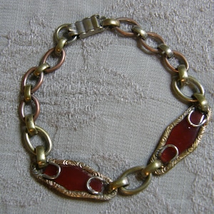 Vintage link bracelet with carnelian glass circa the 1930&#39;s