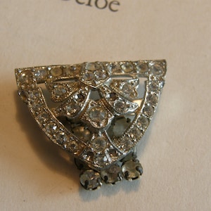 Vintage deco silver and rhinestone buckle