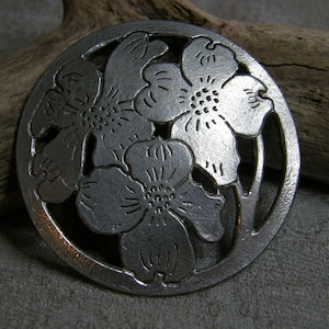 Vintage silver brooch with magnolia flowers