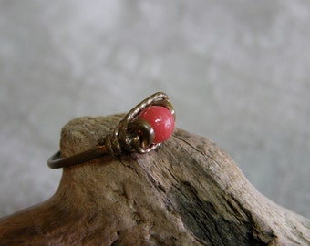 Vintage child's ring with red bead