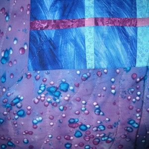 Quilted Wall Hanging Woven strips of Blue and Purple with Galaxy Blue Border Fabric image 4