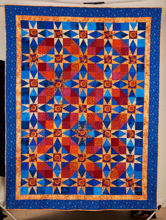 Quilt Gold Stars and Red Circles are Set Etsy