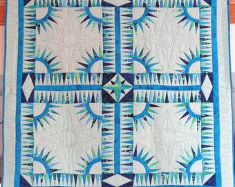 Quilt -- New York Beauty in Mint Green and Blue