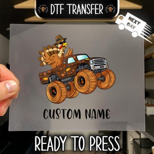 Thanksgiving Turkey Monster Truck DTF Transfer: Kids' Fall Shirt Print