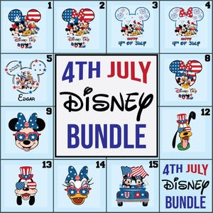 Disney 4th July 2025 Iron on Transfer, 15+ Disney DTF Transfer, Fourth of July BUNDLE, Disney Dtf Print, USA Patriotic Dtf Transfer