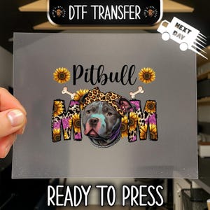 Pitbull Mom DTF Transfer: Sunflower Dog Lover Heat Transfer