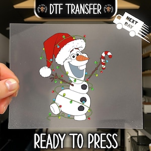 Disney Character Wrapped In Christmas Lights DTF Iron On Ready To Press Transfer