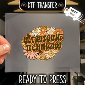 Ultrasound Technician Thanksgiving DTF Transfer: Groovy Floral Smiley Face Print