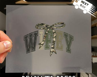 Wifey Camo DTF Transfer: Hunting Bow, Rustic Heat Press Print