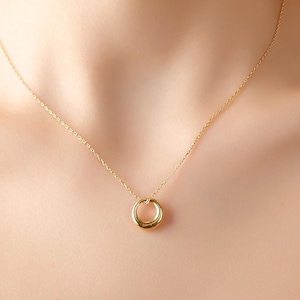Minimalist Circle Simple Silver Necklace, Dainty Pendant Simple Gold Necklace, Rose Gold Everyday Statement Necklace, Delicate Necklace