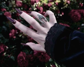 Gothic lock silver ring, medieval ring