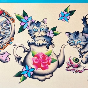Kittens Tattoo Flash