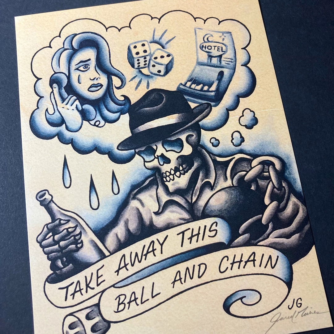 Social Distortion Tattoo Flash Ball and Chain Etsy