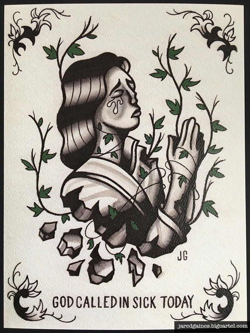 AFI God Called in Sick Tattoo Flash - Etsy