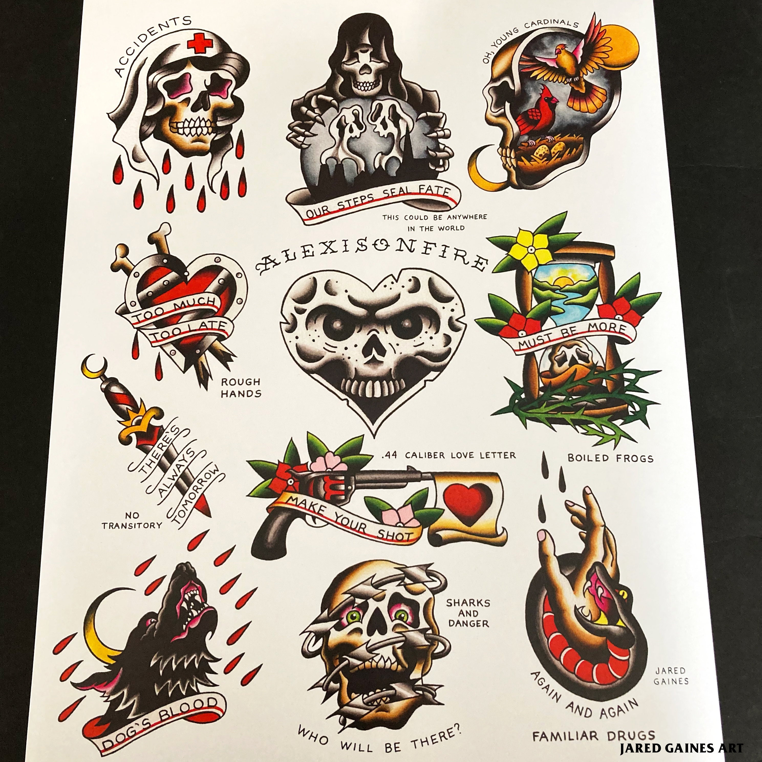 DEMON PRAYING HANDS TATTOO FLASH - Black