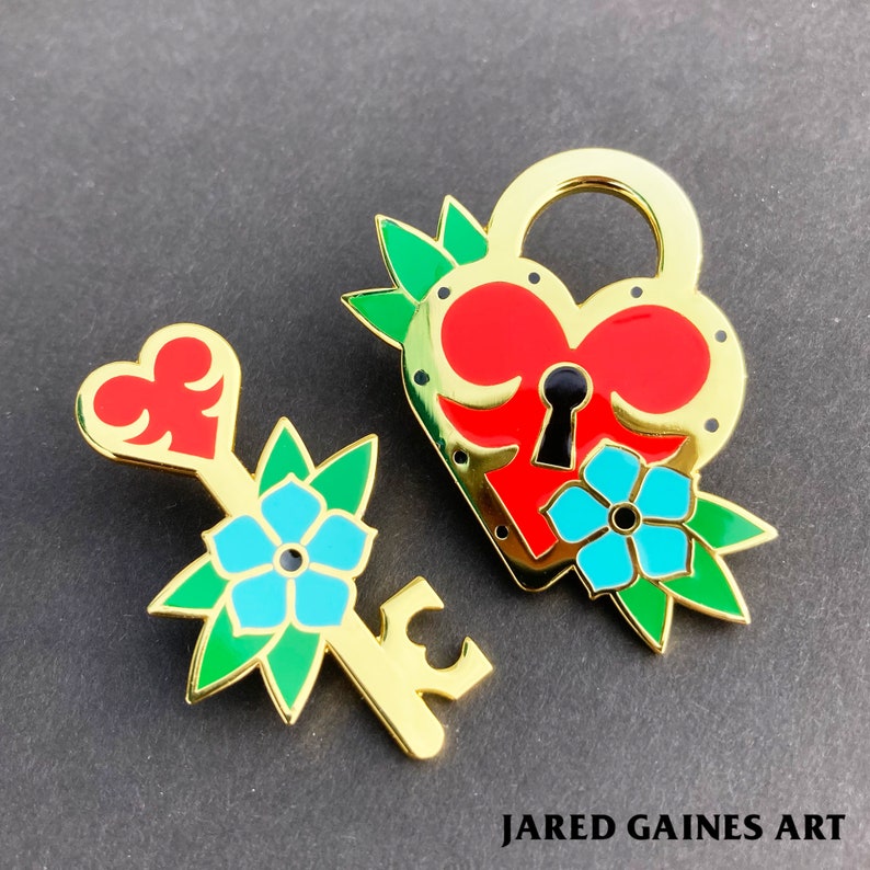 Lock and Key Pin Set - Etsy