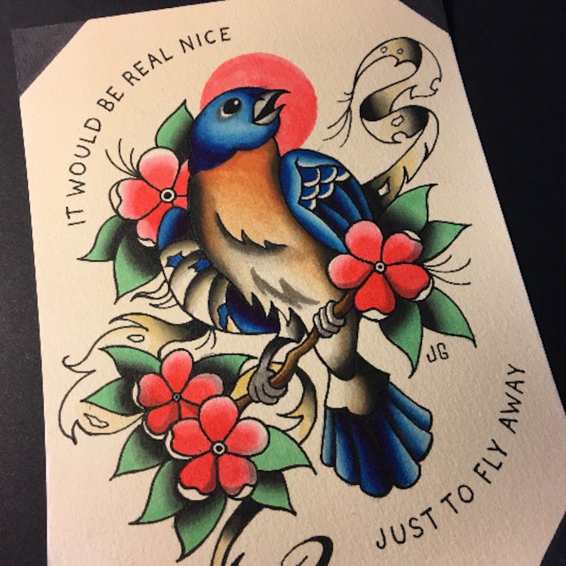 Alkaline Trio Tattoo Flash Broken Wing | Etsy