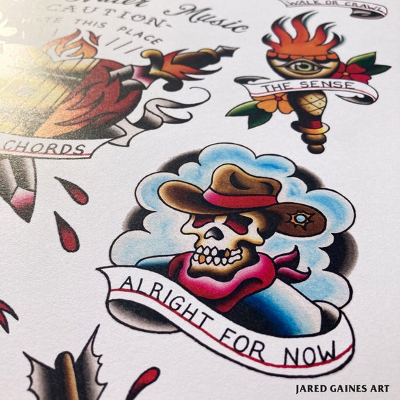 Hot Water Music Tattoo Flash Achtung - Etsy.de