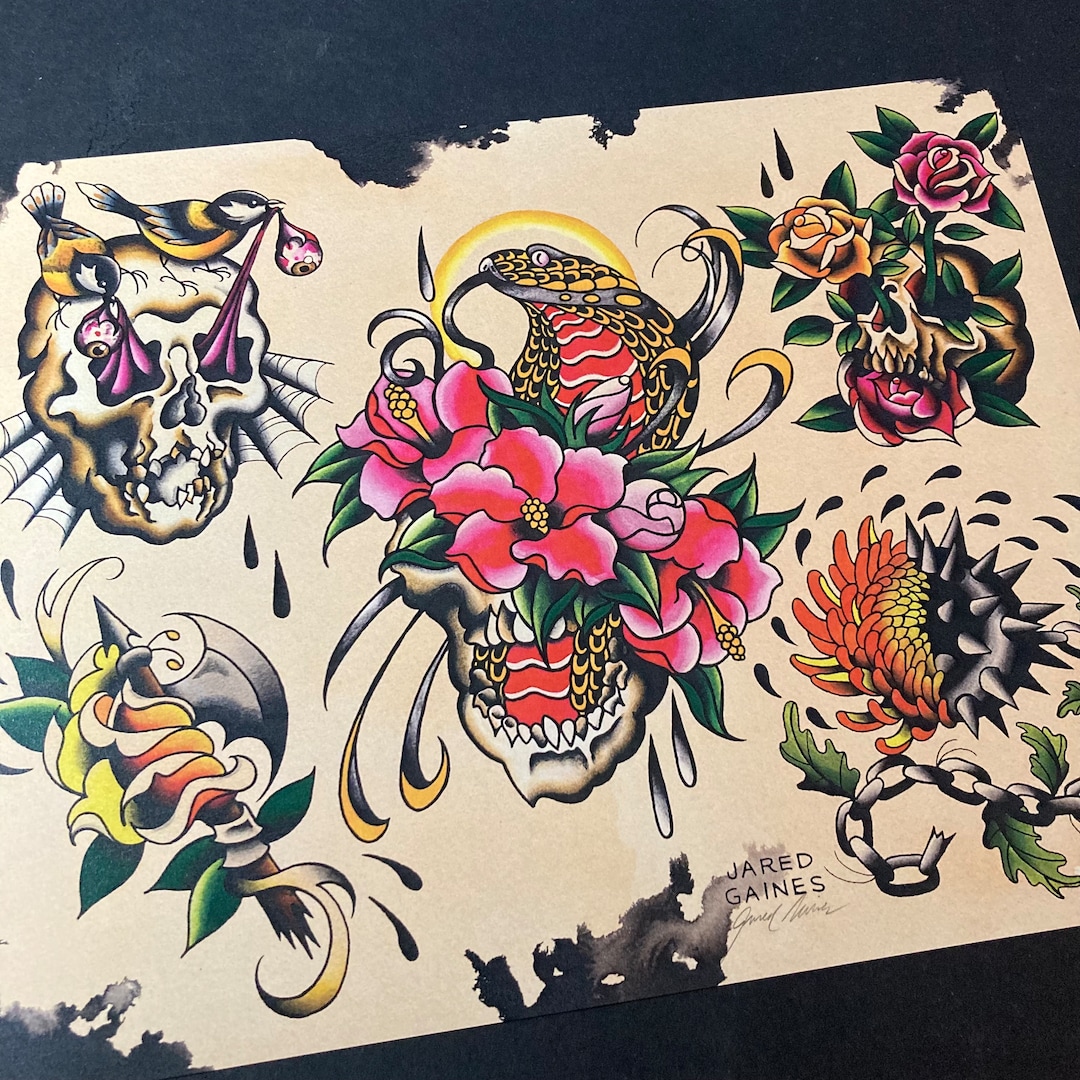 Tattoo Flash - Beauty and Darkness - Etsy