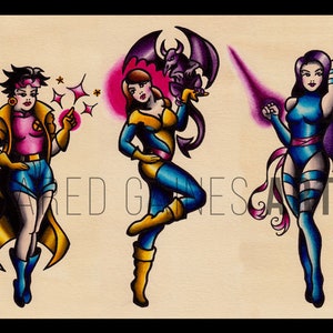 X-Men Tattoo Art Print | Pin Up 2
