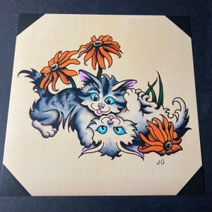 Kittens and Flowers Art Print