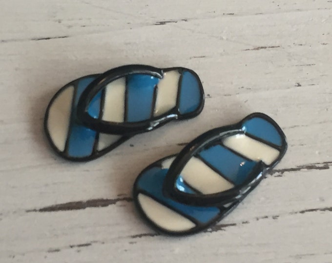 Miniature Flip Flops Blue and White Stripe Flip Flop Shoes Etsy