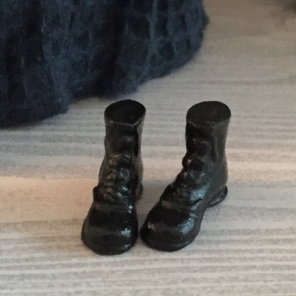 Miniature Black Hiking Boots, Dollhouse Miniature, 1:12 Scale, Dollhouse Accessory, Shoes, Decor, Topper