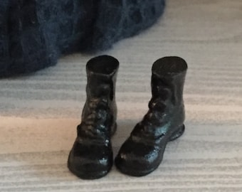 Miniature Black Hiking Boots, Dollhouse Miniature, 1:12 Scale, Dollhouse Accessory, Shoes, Decor, Topper