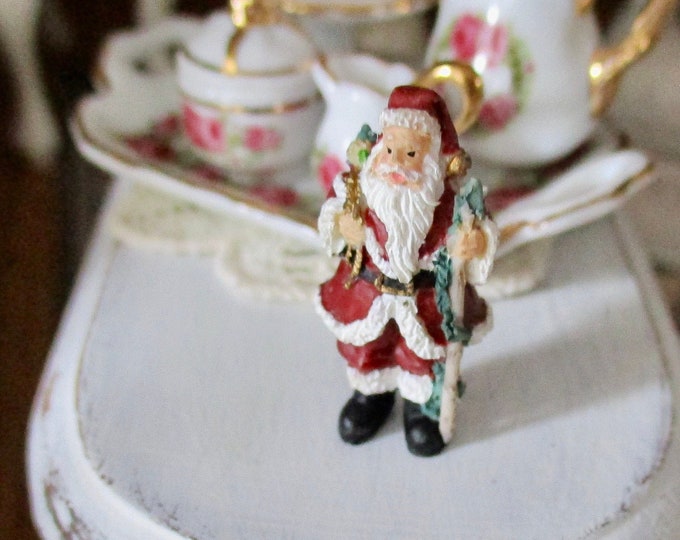 Miniature Santa Claus Figurine Statuette, Mini Traditional Santa Figurine, Style #28, Dollhouse Miniature, 1:12 Scale, Dollhouse Decor