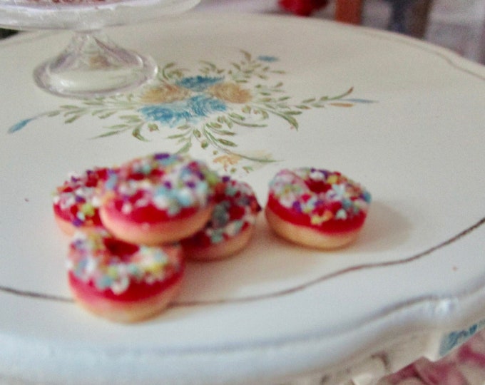 Miniature Donuts, Mini Decorated Donuts, 5 Piece Set, Style #29,  Dollhouse Miniatures, 1:12 Scale, Miniature Food