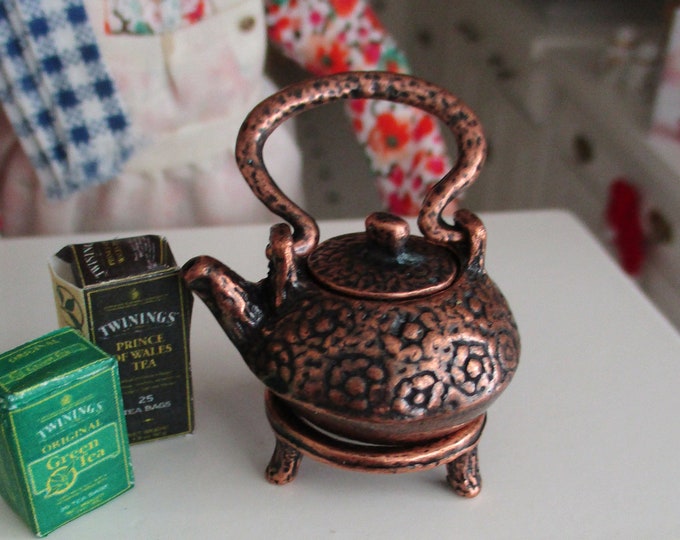 Miniature Copper Teapot, Mini Antique Look Copper Teapot With Stand