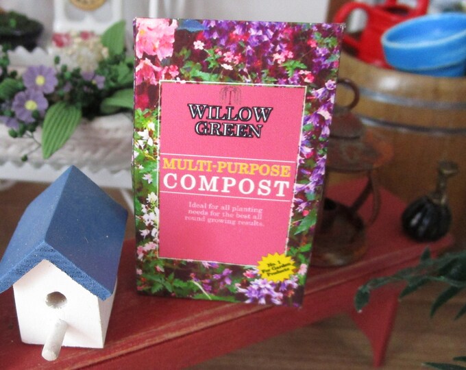 Miniature Compost Bag, Mini Lawn Garden Compost Bag, Style #56, Dollhouse Miniature, 1:12 Scale, Dollhouse Lawn & Garden Product
