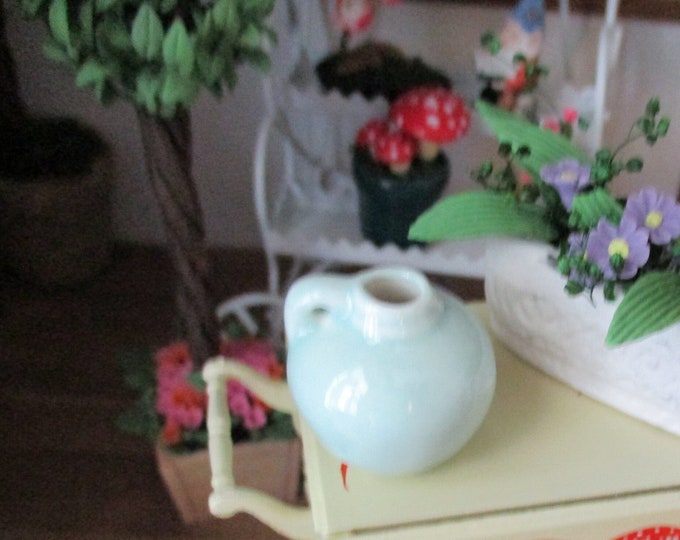 Miniature Jug, Mini Pale Blue Aqua Ceramic Vase Jug Stye #92, Dollhouse Miniature, 1:12 Scale, Dollhouse Accessory, Decor, Mini Jug