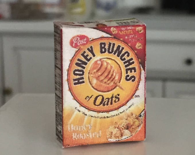 Miniature Cereal Box, Honey Bunches of Oats Mini Box, Dollhouse Miniature, 1:12 Scale, Dollhouse Accessory, Mini Food, Kitchen Decor