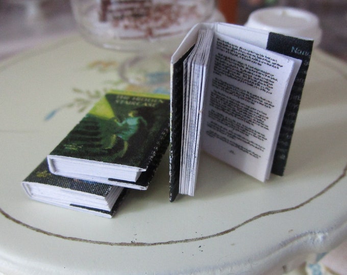Miniature Book Set, Mini Mystery Detective Books With Text Style #38, 3 Piece Set, Dollhouse Miniature 1:12 Scale, Mini Book
