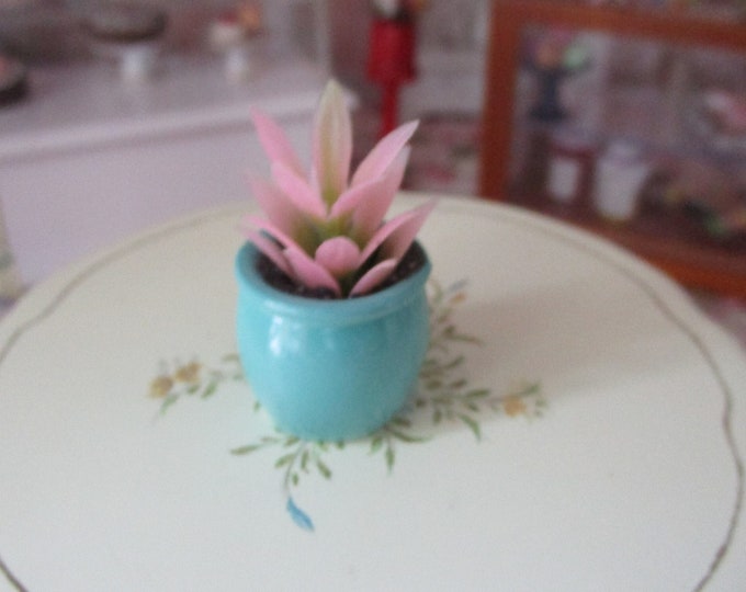 Miniature Plant, Mini Plant In Blue Flower Pot, Style #05, Dollhouse Miniature, 1:12 Scale, Mini Plant, Dollhouse Decor