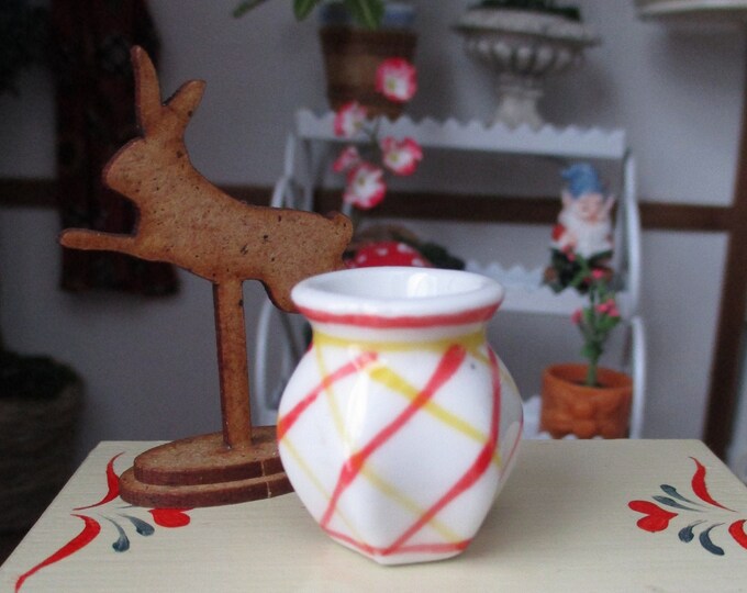 Miniature Ceramic Vase, Striped Vase, Style #71, 1:12 Scale, Dollhouse Accessory, Decor, Mini Gardening