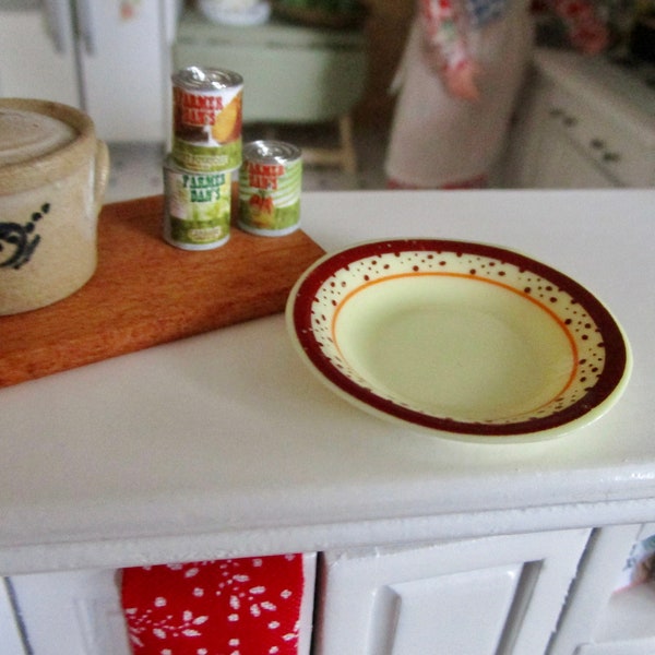 Miniature Ceramic Bowl, Mini Shallow Bowl, Style #70, Dollhouse Miniature, 1:12 Scale, Dollhouse Decor, Accessory