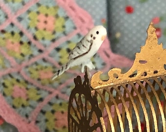 Dollhouse Miniature or Fairy Garden Splendid Grass Parakeet in 1:12 Scale