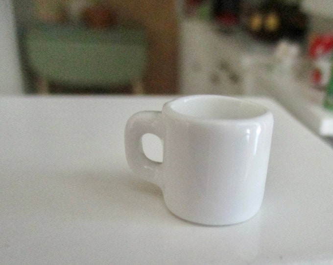 Miniature Coffee Cup, Mini White Ceramic Mug, Dollhouse Miniature, 1:12 Scale, Dollhouse Decor, Accessory