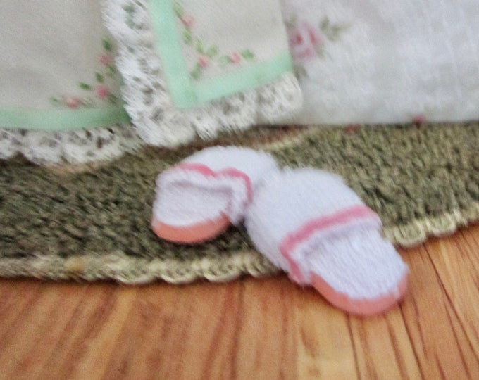 Miniature Slippers, Terry Cloth House Slippers, Style #87, Dollhouse Slippers, Dollhouse Miniature, 1:12 Scale, Dollhouse Accessory
