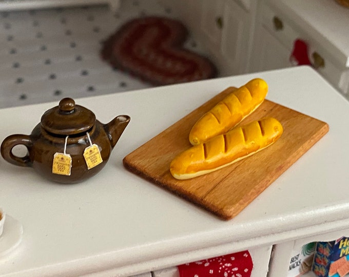 Miniature Bread, Mini French Bread Loaves, 2 Pieces, Dollhouse